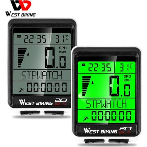 WEST BIKING LED Bicycle Computer Bike Speedometer 5 Language Wireless Bike Odometer Waterproof Cycling Bicycle Speedometer