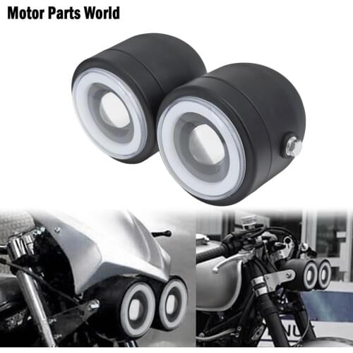 Motorcycle Universal Twin Headlight Double Dual Lamp For Harley Dyna Fat Boy Sport Dirt Bikes Cafe Racer Chopper Custom Bobber