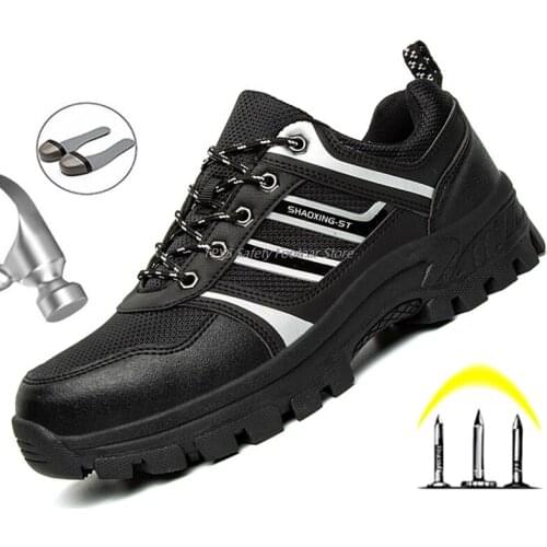 Anti-Stabbing Boots Safety Shoes Male Boots For Men Steel Toe Cap Shoes Anti-Smashing Boots Protective Shoes Breathable Sneakers