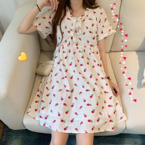 Womens Summer Dress V Neck Floral Print Mini Dress Sweet Bow Dresses for Women Party Loose Casual Dresses for Women