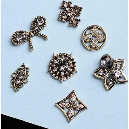 10 Pcs/Lot Rhinestone Pearl Plate Diamond Button Jewelry Scarf For Hair Accessories Sewing Decorative Clothing Coat Buttons
