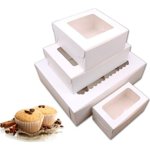 10pcs Clear Windowed Cupcake Boxes With Removable Tray For 2/4/6/12 Cups Cake For Party Christmas Food Kitchen Accessories