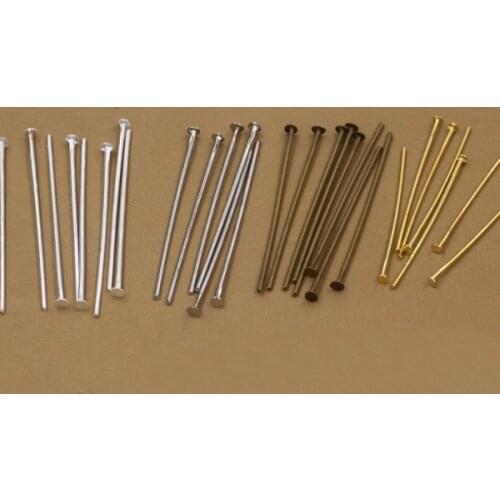 1000 PCS 30mm Length Raw Brass Antique Bronze Silver Color T Shape Needles Connecting Pins For Jewelry Making DIY Components
