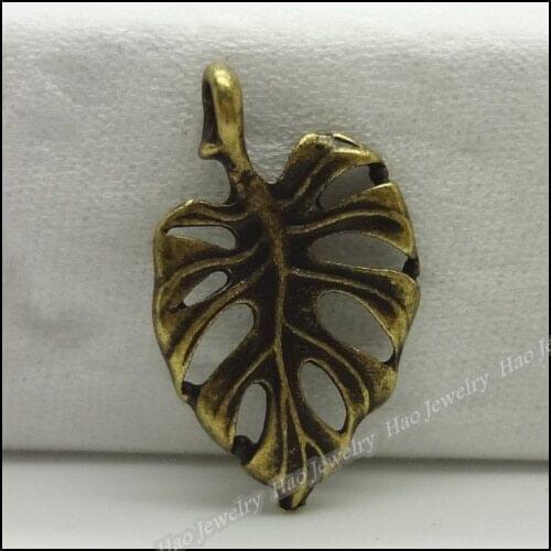120pcs Vintage Charms Leaf Pendant Antique bronze Fit Bracelets Necklace DIY Metal Jewelry Making
