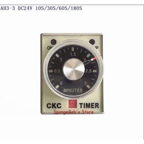 2pcs/Lot AH3-3 DC24V 10S/30S/60S/180S Power On Delay Timer Time Relay 24VDC 0-10/30/60/180 seconds 8 Pins
