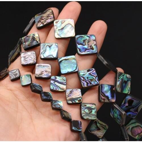 2021New Natural Abalone Shell Diagonal Hole Square Jewelry Making Earrings Bulk Shell Pendant Beads Accessories Handmade Jewelry