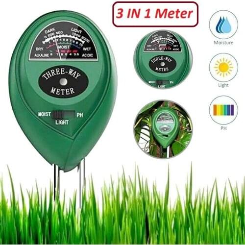3 In 1 Plant Flowers PH Tester Digital Analyzer Detector Soil Water Moisture Light Meter Hygrometer for Home Garden Lawn Farm