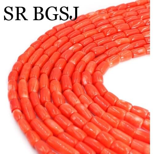 6-7x11-14mm Natural Drum Column Orange Coral Loose Spacer Beads For Jewelry Making DIY Bracelet Earrings Accessories 15