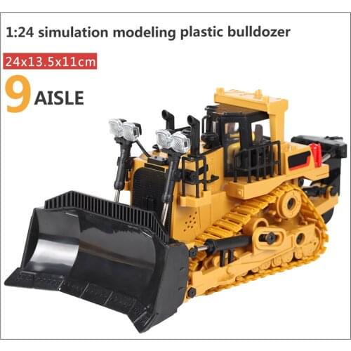 BC1032 Remote Control Bulldozer 1/24 RC Car 2.4Ghz 9 Channel Dozer Front Loader Toy with Light and Sound Kids Toy for Children