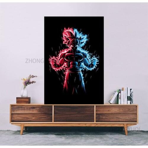 Canvas Big Wall Painting Poster Goku Anime Poster Boys Wall Art Japanese Wall Pictures for Bedroom Christmas Gift