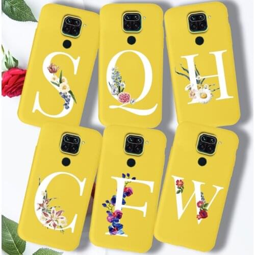 Letter Flower Yellow Bumper Case For Xiaomi Redmi Note 9S 9 Pro 8 8T Case Cover on Redmi Note 8 Pro Silicone TPU Funda