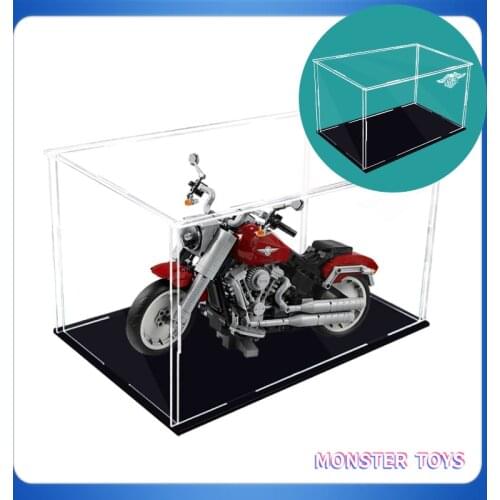3mm Dust Cover Display Box for Lego 10269 Harley Motorcycle Building Blocks Car Toy Model Show Case (Not Inclued the Motor )