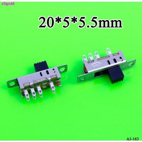 Cltgxdd 10pcs/lot SS23E04 Double Toggle Switch SS23E04G5 8 Pins 3 files 2P3T DP3T Handle high 5mm small slide switch