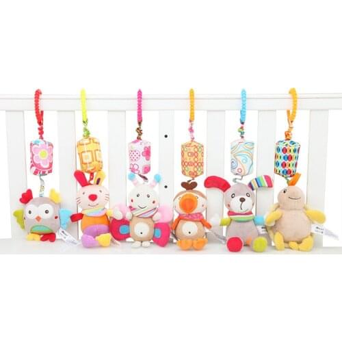 Baby Rattle Toys Car Seat Toys Bed Bell Baby Cute Soft Plush Toys Plush Hanging Animal Rabbit Bee Dog Owl Toys