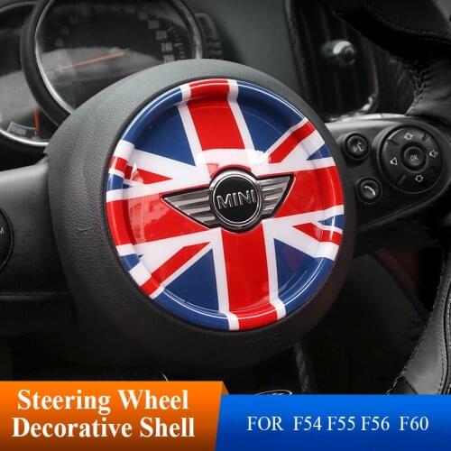 For Mini Cooper F54 F55 F56 F60 R55 R56 R60 Car Styling Union Jack Steering Wheel Cover Case Moulding Shell Sticker Accessories
