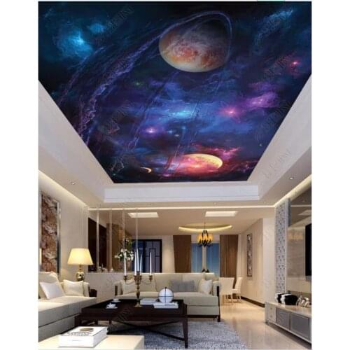Custom photo wallpaper 3d ceiling wallpaper murals Sky universe planet space living room bedroom ceiling zenith mural wall paper