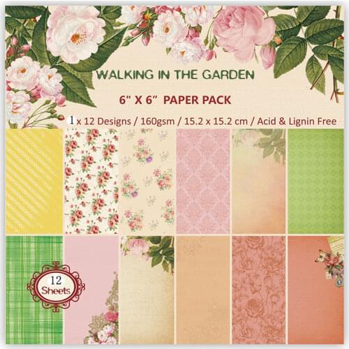 KLJUYP 12pcs Walking in the garden Scrapbooking Pads Paper Origami Art Background Paper Card Making DIY Scrapbook Paper Craft
