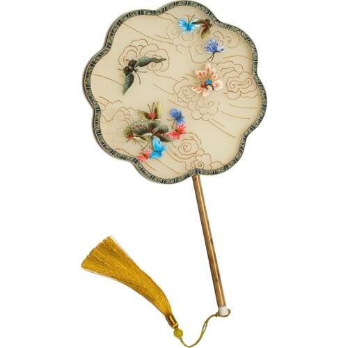 Suzhou Embroidery Fan Handmade Embroidery Circular Fan Chinese Ancient Style Double-Sided Embroider