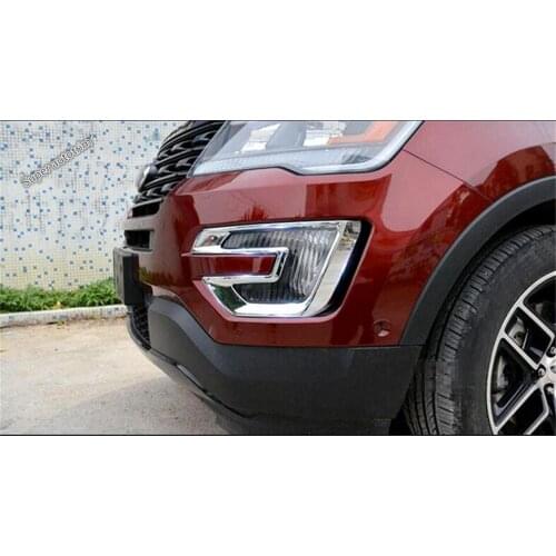 Lapetus Front Fog Lamp Foglight Lights Frame Cover Trim Fit For Ford Explorer 2016 2017 ABS Accessories Exterior Chrome
