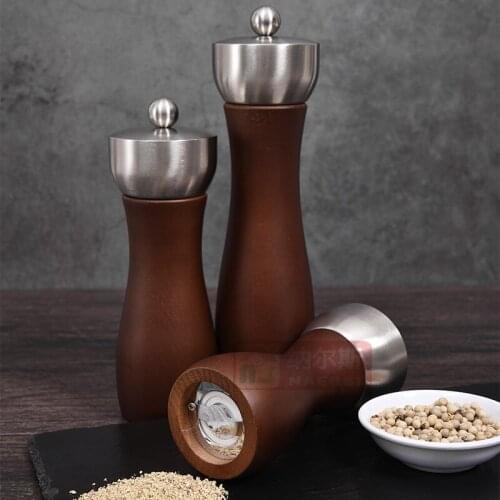 Salt and Pepper Mill, Wood Pepper Shakers with Strong Adjustable Ceramic Grinder with Spare Ceramic Rotor - Kitchen Accessories