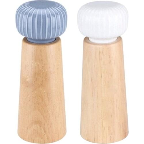 NHBR Salt and Pepper Mill Wood Pepper Shakers with Strong Adjustable Ceramic Grinder with Ceramic Rotor