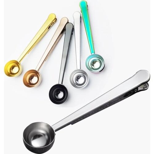 Multifunction Coffee Tea Measuring Spoon Scoop with Clip Kitchen Supply Powder Coffee Tools Measuring Tools Good Sealing