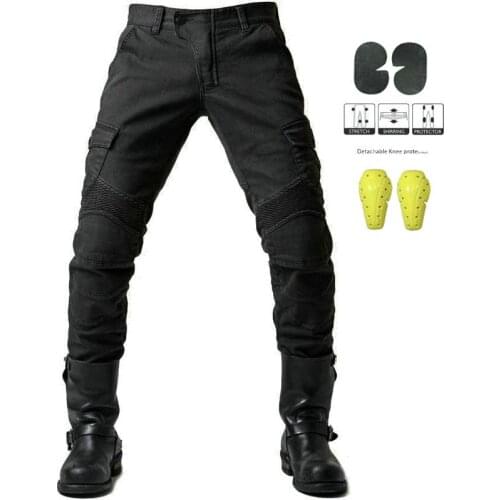 Mens Jeans Casual Stretch Skinny Motorcycle Pants Protective Pad Motorcycle Pants Slim-fit High-Quality Narrow-Leg Trousers