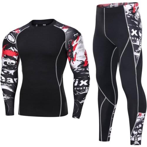 Men Motorcycle Jacket Moto Motorbike Quick Dry Base Layer Suit Tight Long Sleeve T-Shirt + Pants Compression Sport Running Set