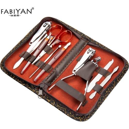 Set 10in1 Pedicure Manicure Nail Art Cuticle Clippers Nipper Scissors Cleaner Grooming Stainless Steel Kit Case Tool