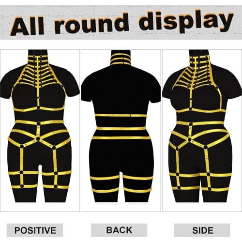 Harness Plump Womens Clothing 2pc Elastic Bondage Exotic Costumes Plus Size Halloween Rave Goth Accessories Sexy Lingerie Set