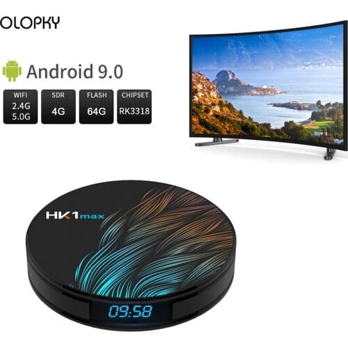 Smart TV BOX HK1 MAX 4G 64G Android 9.0 Mini Smart TV Box 2.4G/5G Wifi RK3318 Quad-Core BT 4.0 Set Top Box Media Player HK1MAX