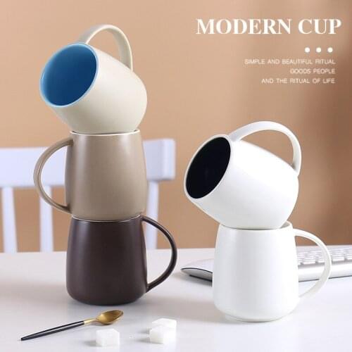Simple Ceramic Mug Creative Coffee Cup with Handle Spoon Office Simple Couple Large Capacity Water Cup Christmas Thermal Mug