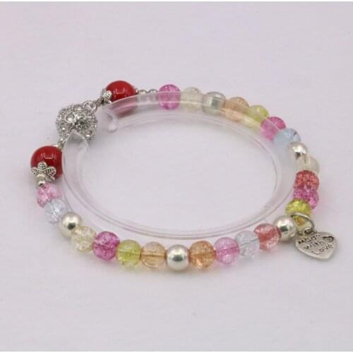 5 Colour Romantic 6mm Popcorn Chain Crystal Round Beads Beaded Bracelet Bangle Girl Jewelry Gift Exquisite Chain 7.5inch Y1026