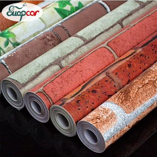 Self-adhesive Brick Pattern Wall Stickers Waterproof Moisture-proof Retro Sticker PVC Wall Decor Restaurant Background Wallpaper
