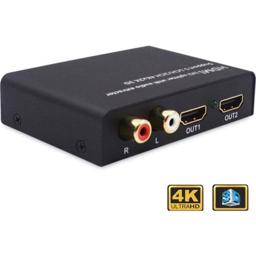 HDMI-compatible 1x2 Splitter with Audio Extractor Support 5.1CH/2CH 4Kx2K Converter Adapter