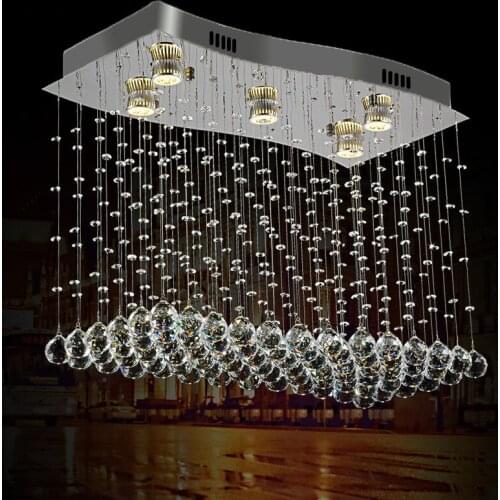 Modern Quadrate K9 Crystal Fish-type line GU10 LED Chandelier Pyramid Shape Lamps Stair Sitting room bedroom