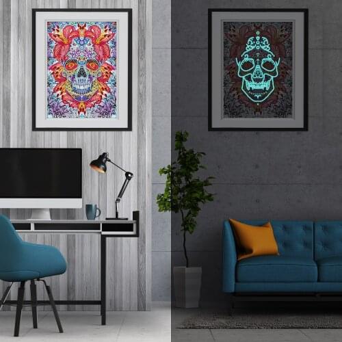 Luminous Skull 5D Diamond Painting Handmade DIY Diamond Cross Stitch Home Decor Kitchen Corridor Painting