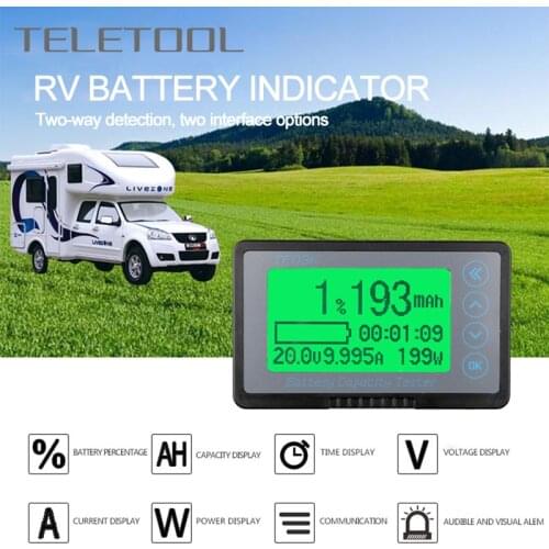 TF03K-B Battery Indicator Capacity Tester 50A 100A 350A Voltage Gauge Meter With LCD Display Monitor For Vehicle Battery Black