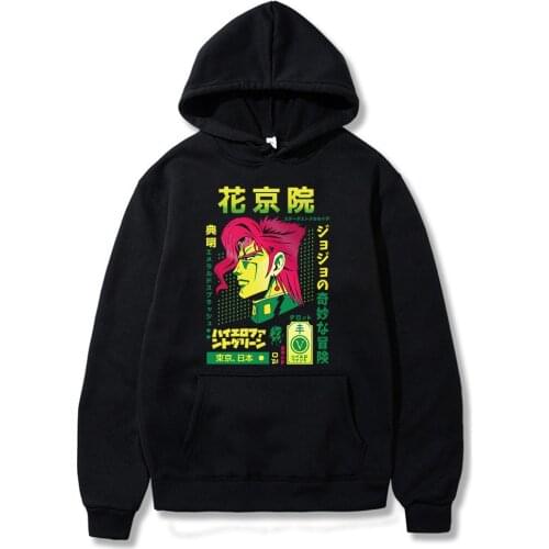 Jojo Bizarre Adventure Hoodie Men Long-Sleeved Noriaki Kakyoin Hoodie Japan Anime Manga Graphic Hoodie Tops