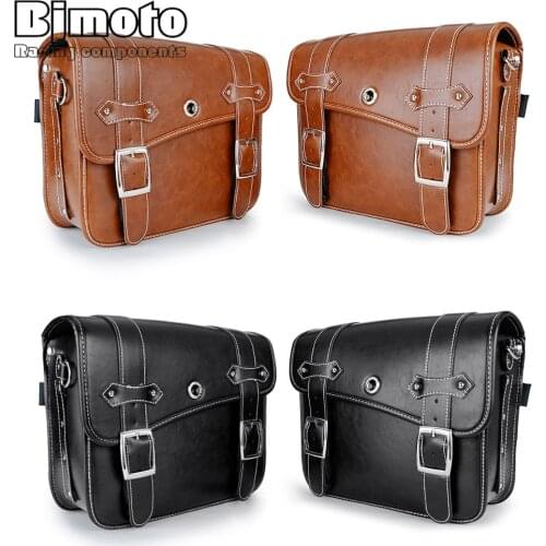 BJMOTO Motor 2pcs Universal Saddle Bags Side Tool Bag Luggage Black and Brown With Water Cup Bag Pouch For Motorcycle Luggage