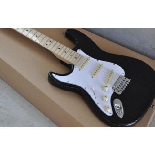 High quality st electric guitar, black solid slit electric guitar, free transportation