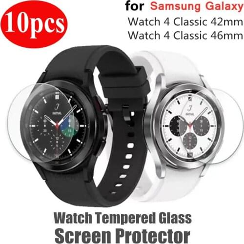 10PCS Tempered Glass for Samsung Galaxy Watch 4 Classic 42mm 46mm Screen Protector Round Smart Watch Protective Film