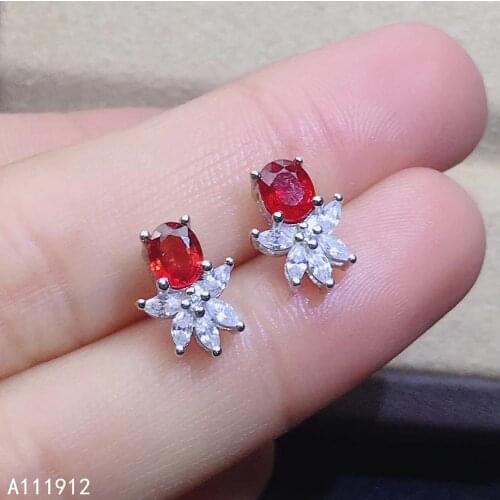 KJJEAXCMY fine jewelry natural ruby 925 sterling silver women earrings new Ear Studs support test noble