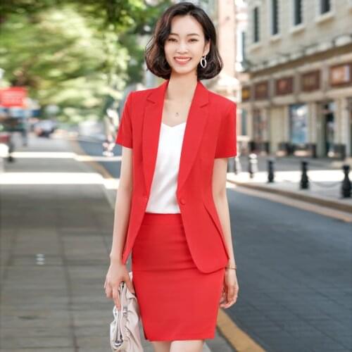 2021 Summer Short Sleeve Formal Women Business Suits OL Styles Ladies Office Work Wear Professional Blazers Set Pantsuits