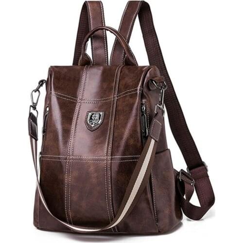 Soft Leather Womens Backpack 2021 New Korean Style Wild Fashion PU Leather Shoulder Bags Anti-theft Travel Backpack Women