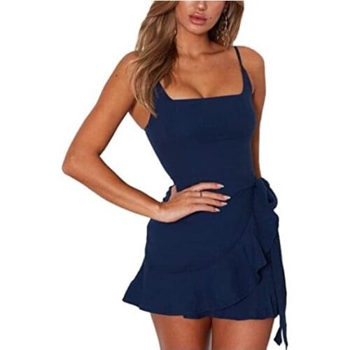 Womens Dress 2021 Sling Dress Bowknot Dress Ruffle Dress Red Dress Summer Ladies Fashion Ladies Dress