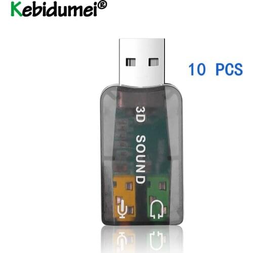 10PCS External USB Sound Card To 3.5mm Mic Headphone Jack Stereo Headset 3D Mini Audio Adapter New Speaker Interface For Laptop