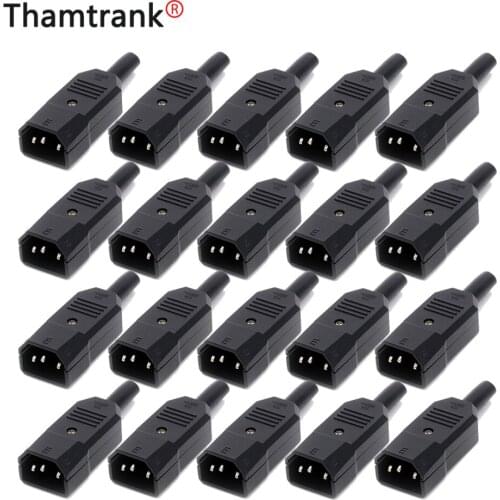 100pcs 220V AC power plug terminal 3pin AC/DC plug power connector wire connector male to female 250V~10A