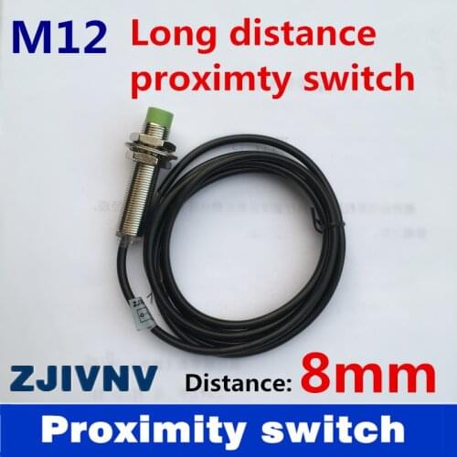 5PCS/LOT Long distance M12 proximity sensor switch inductive DC 3 wires, 8mm distance PNP NO,PNP NC, NPN NO, NPN NC non-flush
