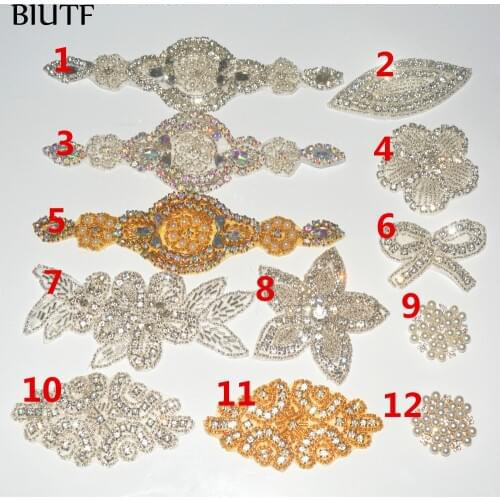 5pcs/lot Various AB Rhinestone Applique Silver/Gold Base Sewing Bridal Dress & Headwear Decoration PJ24